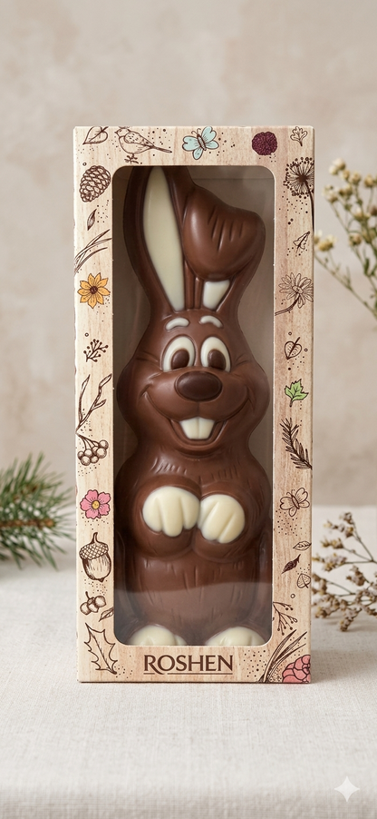 Large Handmade Milk Chocolate Rabbit Figurine "Big Ears" – 300g Artisanal Chocolate Bunny Gift – Gourmet Easter & Birthday Treat