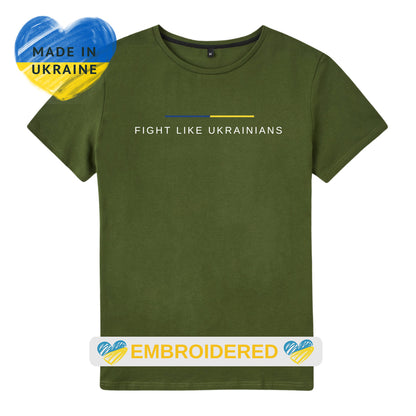 Zelensky Shirt with EMBROIDERED "Fight Like Ukrainians"  (футболка чол.)