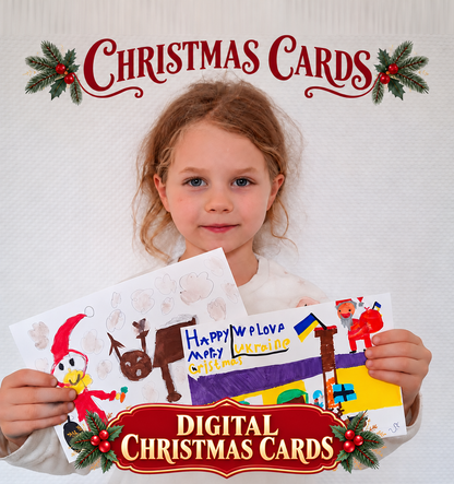 Digital Christmas Card Artwork, Printable Holiday Greeting Card, Instant Download