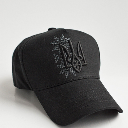 Ukrainian Baseball Hat with Trident Embroidery (White)  (Кепка)