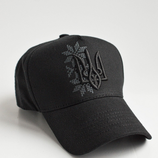 Ukrainian Baseball Hat with Trident Embroidery (Black)