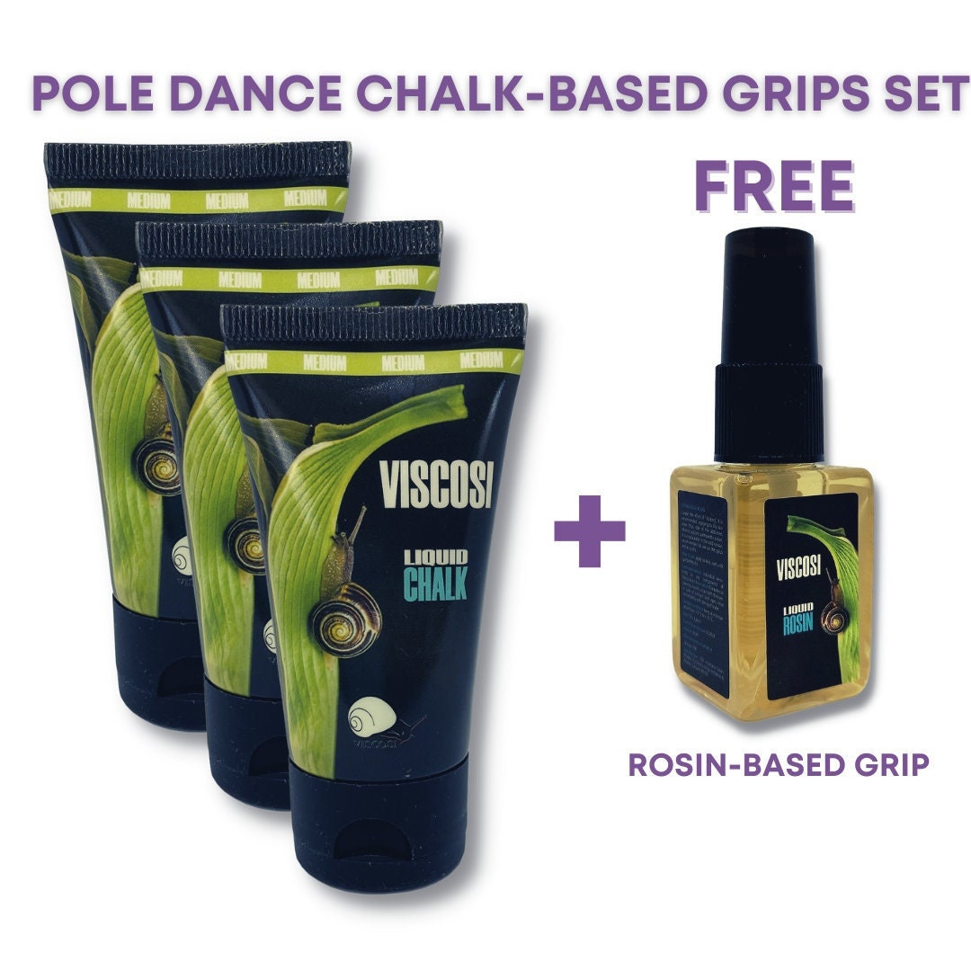 Pole dance grip Set (Liquid Chalk Based) 3-pack + PoleDance Spray grip (Rosin-based) for free | Pole Body AID for Pole dancer, pole dancing