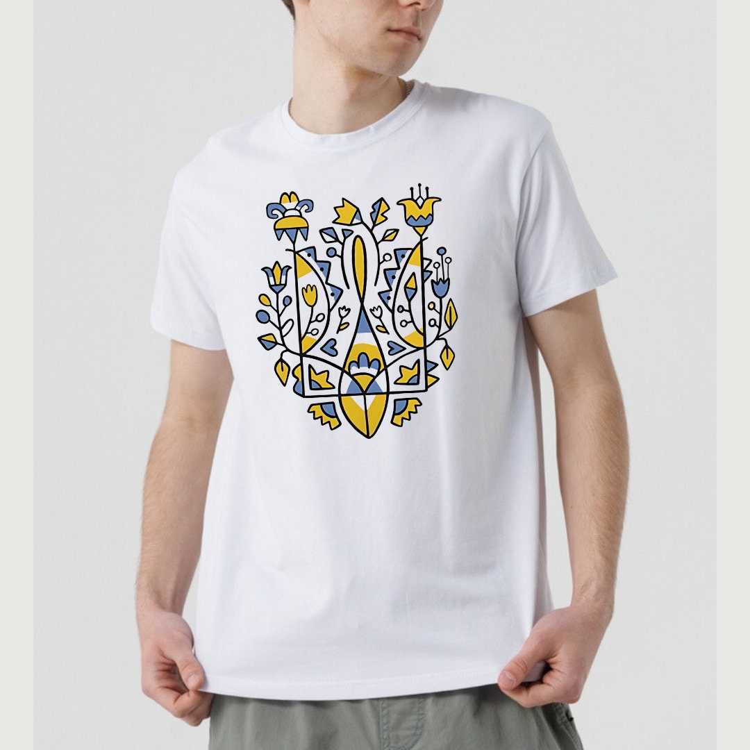 Tryzub t-shirt, Ukrainian floral hotsell tee top, emblem of Ukraine painting, everyday basic clothing, save Ukraine