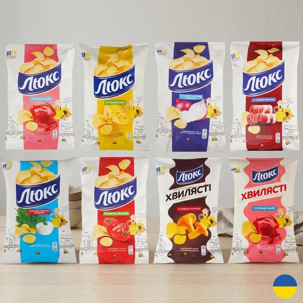 Ukrainian Lux Potato Chips in Various Flavors - Authentic Ukrainian Snack, 125 g / 4.4 oz.   Made in Ukraine