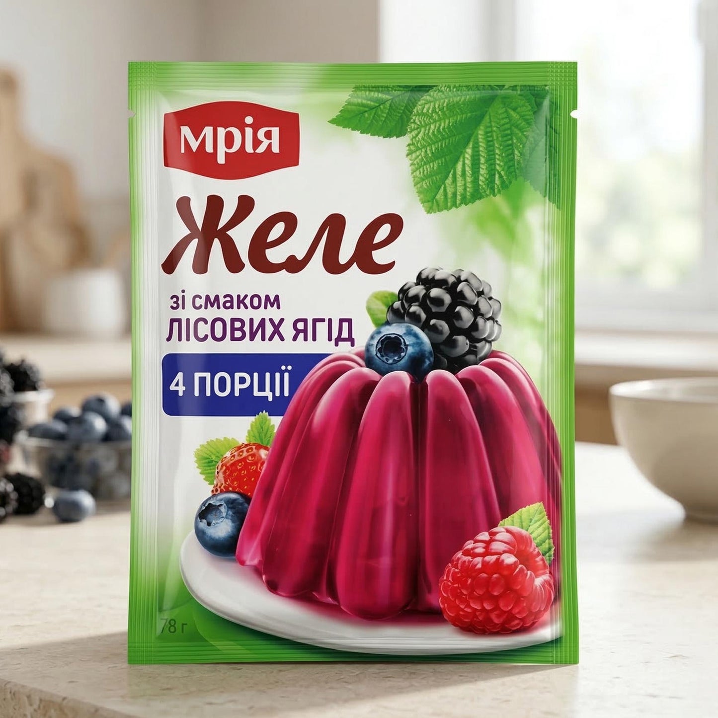 Ukrainian Assorted Flavor Dry Jelly Powder Dessert Mixes for Home Cooking - 5 Pack.  Made in Ukraine