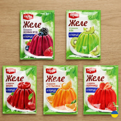 Ukrainian Assorted Flavor Dry Jelly Powder Puddings Dessert Mixes for Home Cooking - 2 pcs x 78 g.  Made in Ukraine