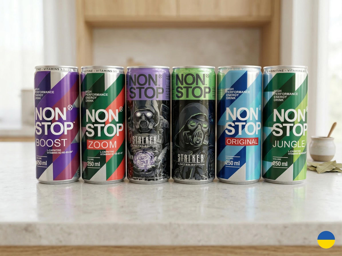 Limited Edition S.T.A.L.K.E.R. 2 Energy Drink Set - 6 Cans for Gamers & Collectors, Unique Gifts. Made in Ukraine. Collection Chernobil.