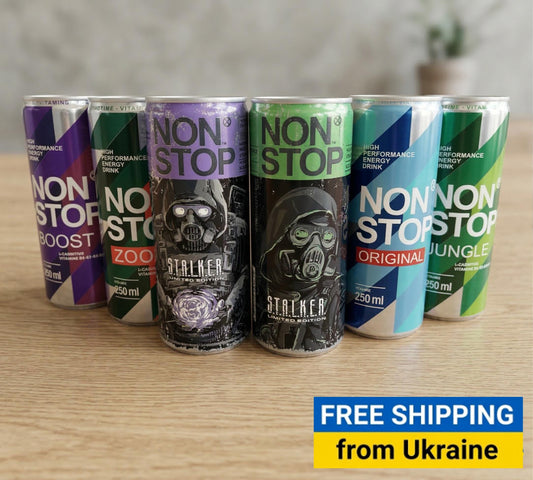 Limited Edition S.T.A.L.K.E.R. 2 Energy Drink Set - 6 Cans for Gamers & Collectors, Unique Gifts. Made in Ukraine. Collection Chernobil.