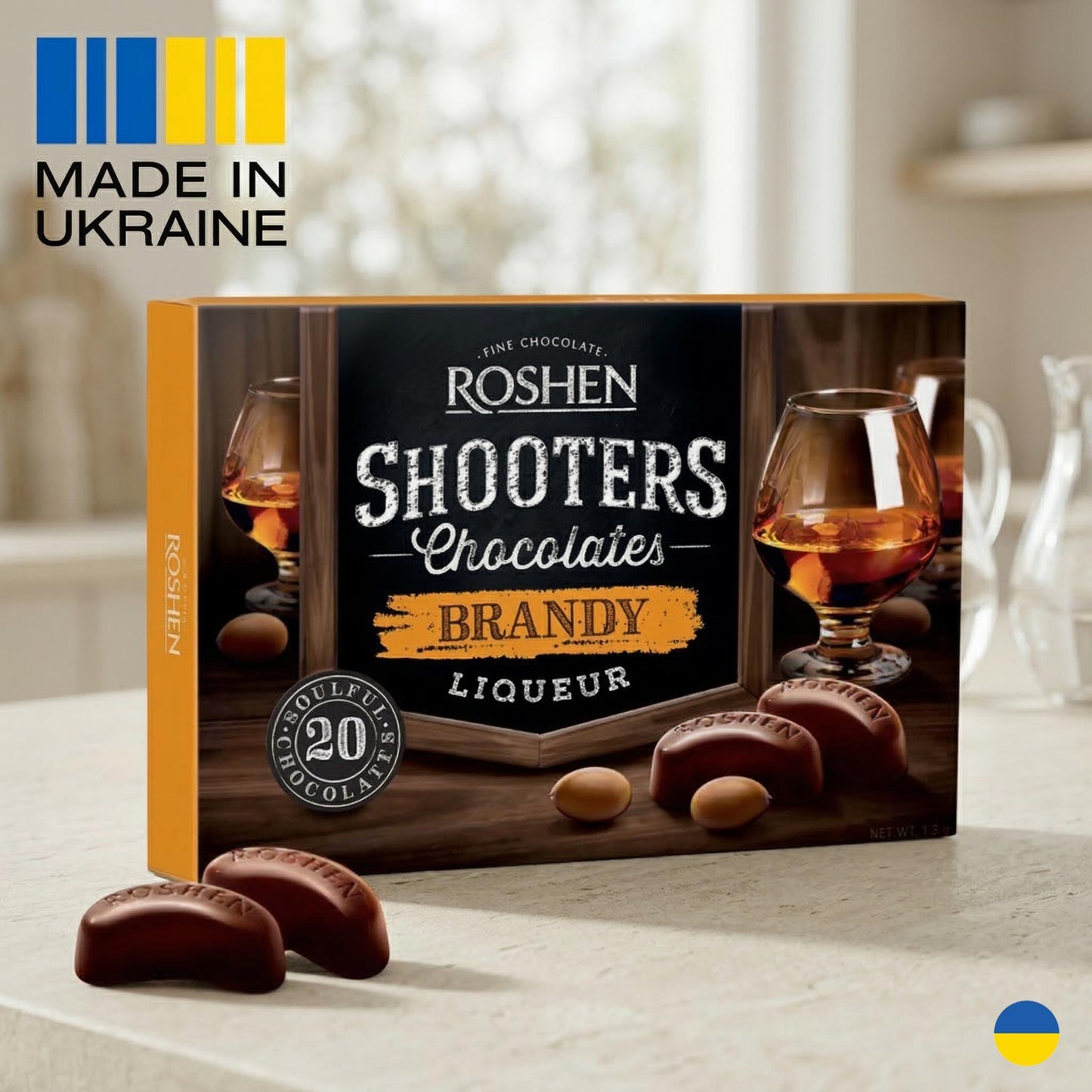 Premium Roshen Liqueur Chocolate Candies Gift Box | Set of 3 Boxes 450g | Rum Brandy Whiskey Treats for Adults | Ukrainian Delights
