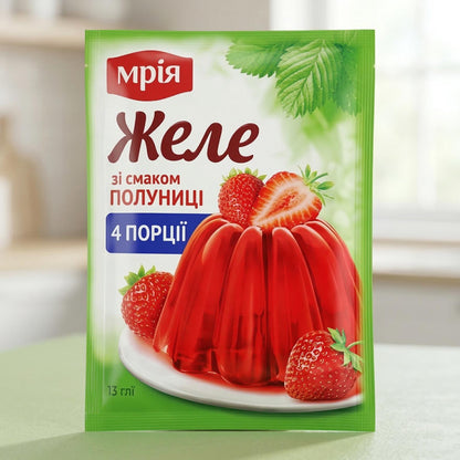 Ukrainian Assorted Flavor Dry Jelly Powder Dessert Mixes for Home Cooking - 5 Pack.  Made in Ukraine