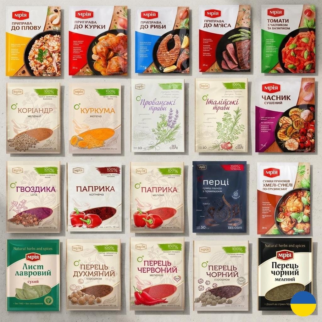 Ukrainian Organic Seasoning Spice Mix Set of 20 for Cooking - Paprika, Red Pepper, Black Pepper & Herbs.  Made in Ukraine
