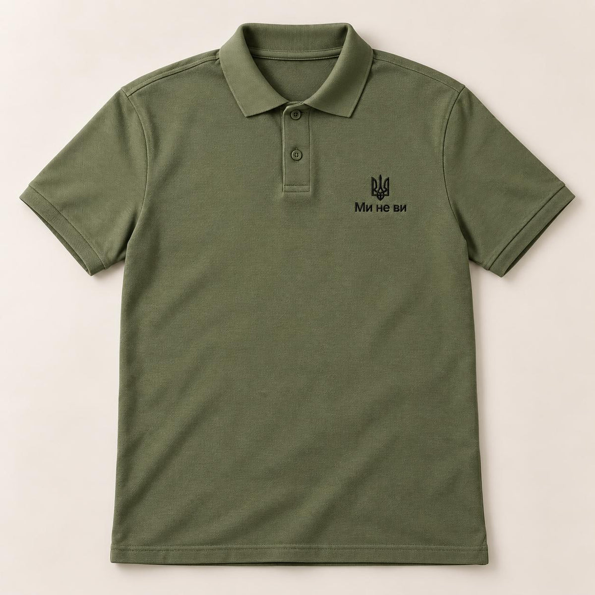 Men's Black Ukrainian Polo Shirt with Gold Tryzub Embroidery (Футболка)