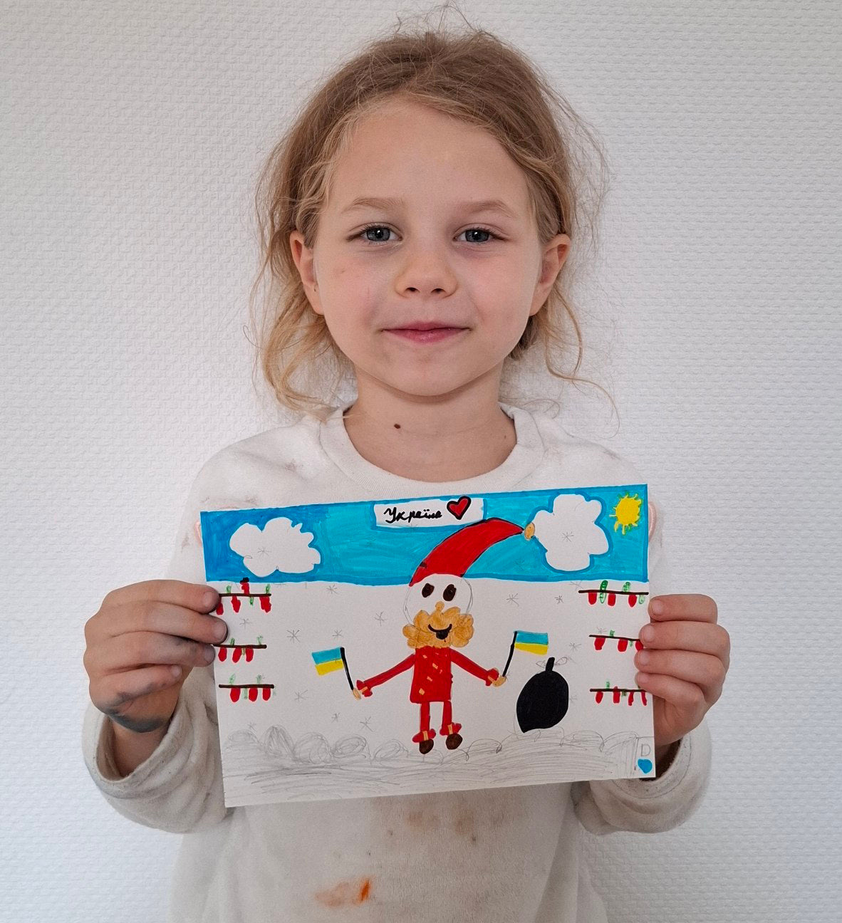 Hand-Drawn Christmas Card by Kids, One-of-a-Kind Holiday Card, Original Artwork by Sasha & Diana. Original Painting (Not a Digital File) (Дитяча листівка)