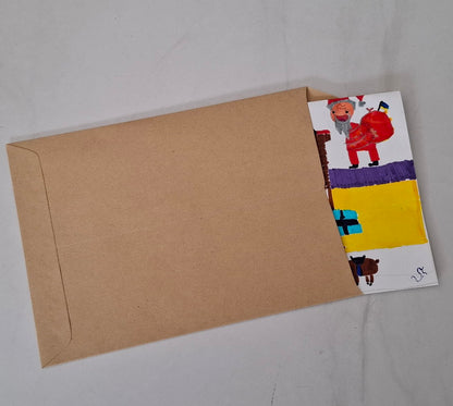 Hand-Drawn Christmas Card by Kids, One-of-a-Kind Holiday Card, Original Artwork by Sasha & Diana. Original Painting (Not a Digital File) (Дитяча листівка)
