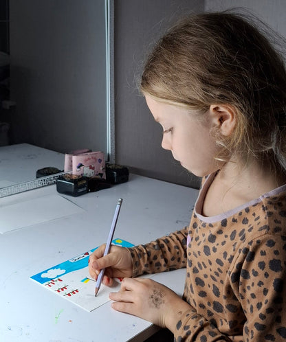 Hand-Drawn Christmas Card by Kids, One-of-a-Kind Holiday Card, Original Artwork by Sasha & Diana. Original Painting (Not a Digital File) (Дитяча листівка)