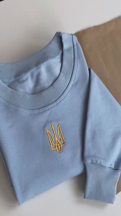 Stylish Women's Sweatshirt with Ukrainian Embroidered Trident (Світшот жін.)