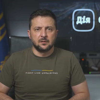 Zelensky Shirt with EMBROIDERED "Fight Like Ukrainians"  (футболка чол.)