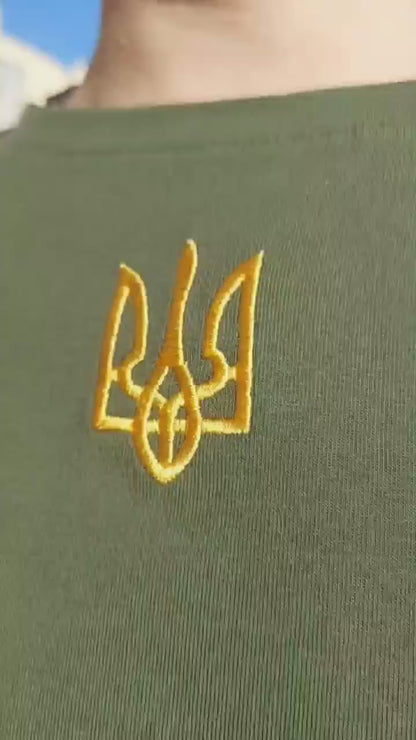 Zelensky Shirt long sleeve With Embroidered Ukrainian Tryzub from Ukraine Sellers (Футболка чол.)