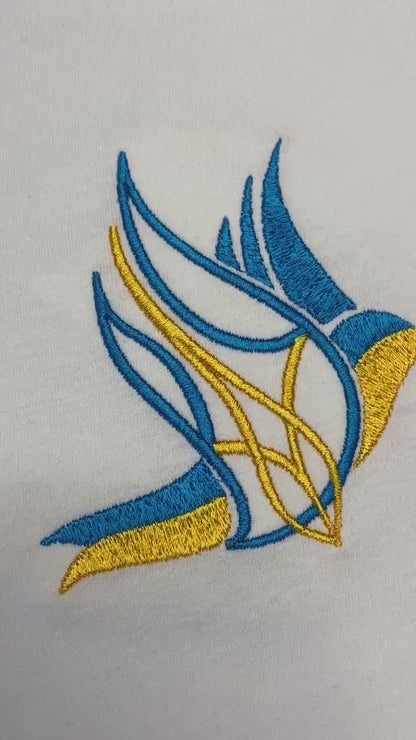 Ukraine Peace Dove T Shirt from Ukraine Sellers | Ukrainian Embroidered Peace Symbol Made in Ukraine (Футболка жін.)
