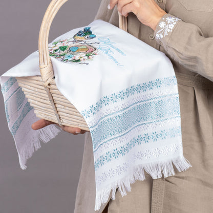 Embroidered Easter Towel, Ukrainian Rushnyk, Spring Floral Design, Perfect for Easter Decor or Gifts