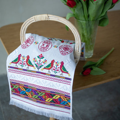 Ukrainian Easter Rushnyk, Embroidered White Towel, 30x66 cm, Traditional Easter Decor, Made in Ukraine
