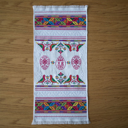 Ukrainian Easter Rushnyk, Embroidered White Towel, 30x66 cm, Traditional Easter Decor, Made in Ukraine