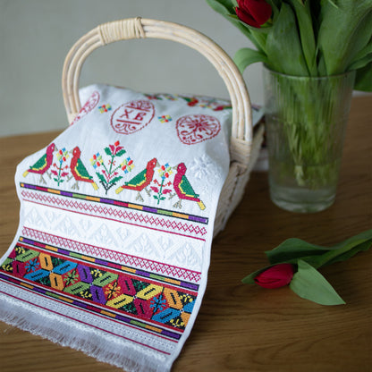 Ukrainian Easter Rushnyk, Embroidered White Towel, 30x66 cm, Traditional Easter Decor, Made in Ukraine