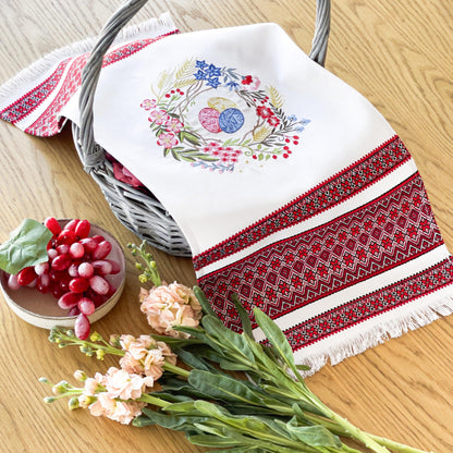Ukrainian Easter Towel, Red Embroidered Rushnyk 80x31 cm, Perfect for Easter Decor