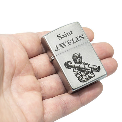 Zippo 205 J Saint Javelin Lighter, Ukrainian Personalization, Limited Edition - Satin Chrome. Made In Ukraine | Ukrainian Souvenir