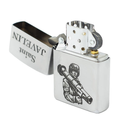 Zippo 205 J Saint Javelin Lighter, Ukrainian Personalization, Limited Edition - Satin Chrome. Made In Ukraine | Ukrainian Souvenir