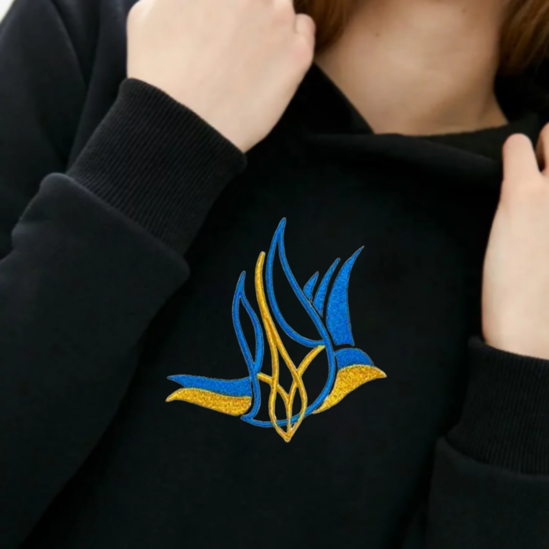 Stylish Ukrainian Hoodie for Women with Dove of Peace Embroidery