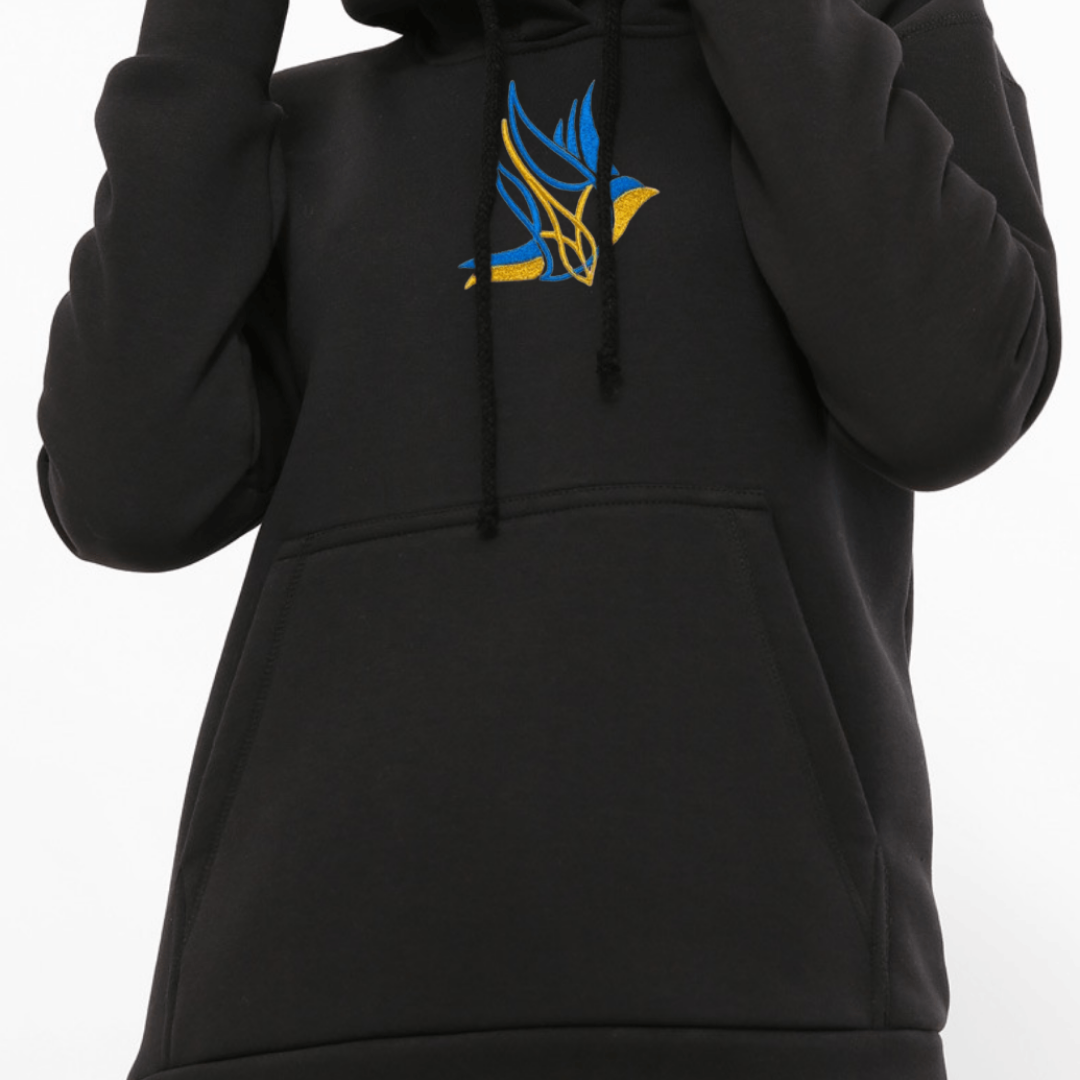 Warm Ukrainian Hoodie for Men with Dove of Peace Embroidery