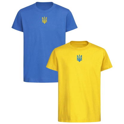 Set of 2 Ukrainian Embroidered T Shirts With Trident (Набір футболок патріотичний)