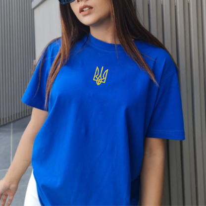Set of 2 Ukrainian Embroidered T Shirts With Trident (Набір футболок патріотичний)