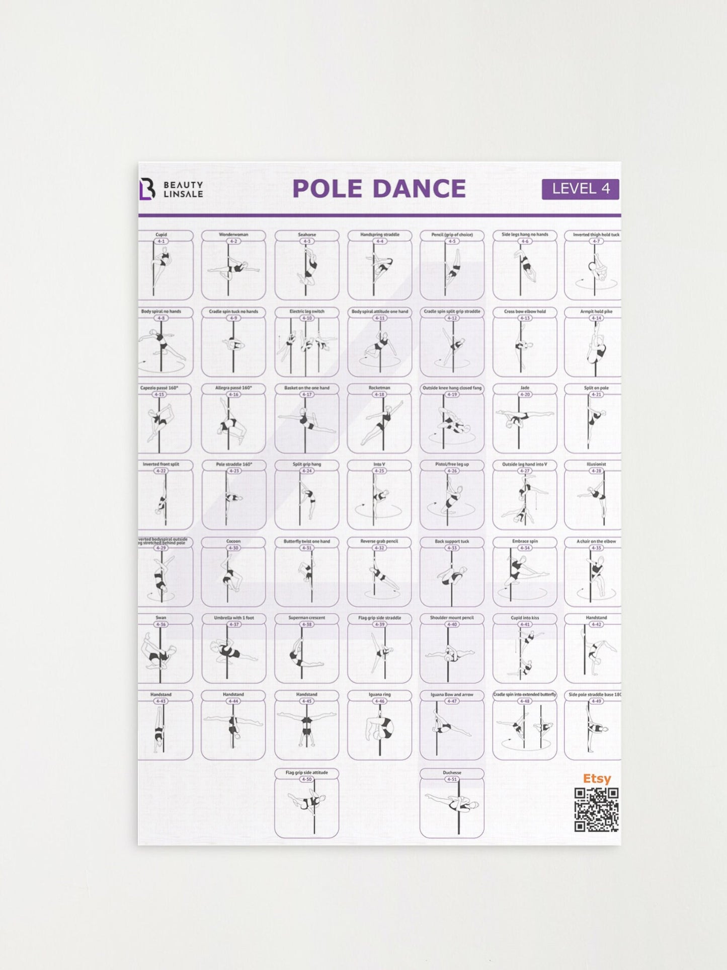 Pole Dance Poster Digital (PDF) - 4 level (Плакат полденс)