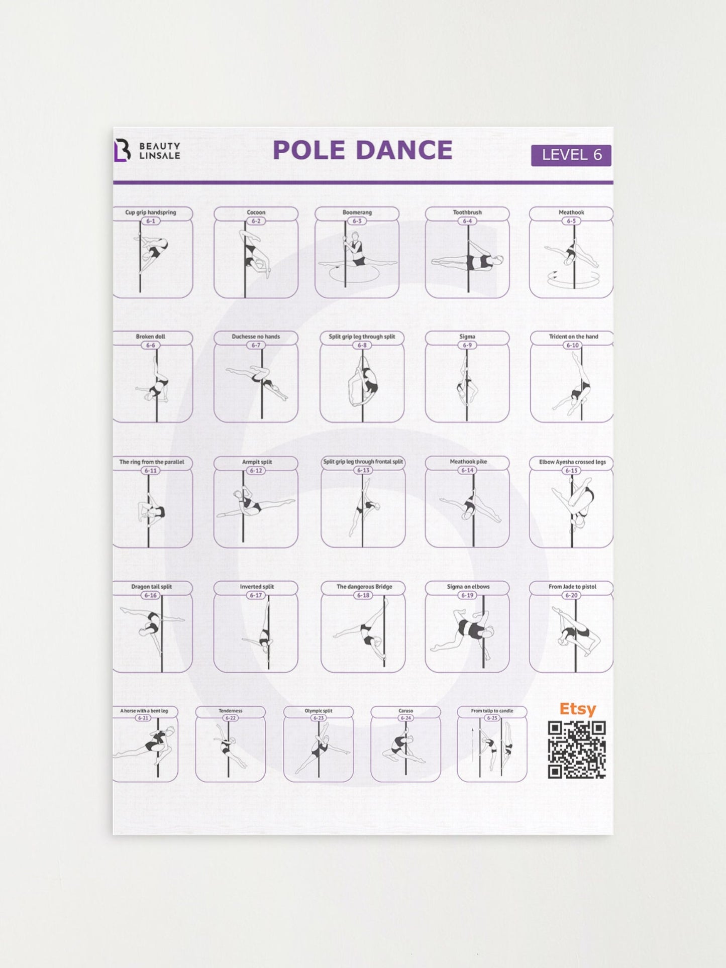 Pole Dance Poster Digital (PDF) - 6 level (Плакат полденс)