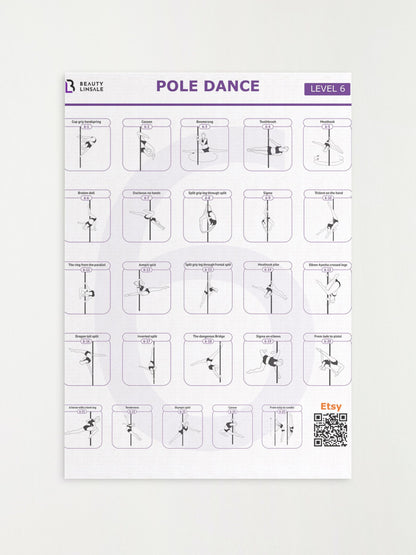 Pole Dance Poster Digital (PDF) - 6 level (Плакат полденс)