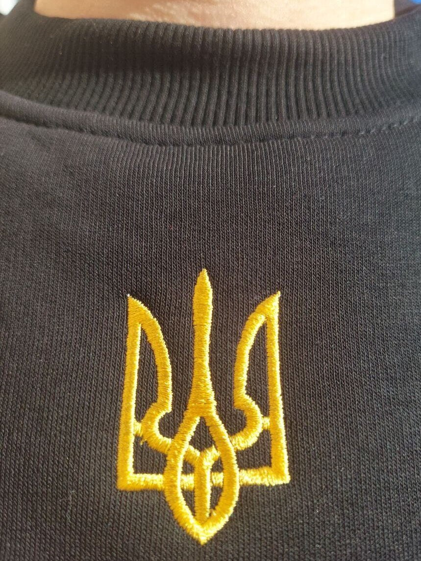 Ukraine Sweatshirt from Ukraine Sellers | Ukrainian Embroidery Tryzub Zelenskyy Sweatshirt | Ukranian Sellers | Ukrainian trident