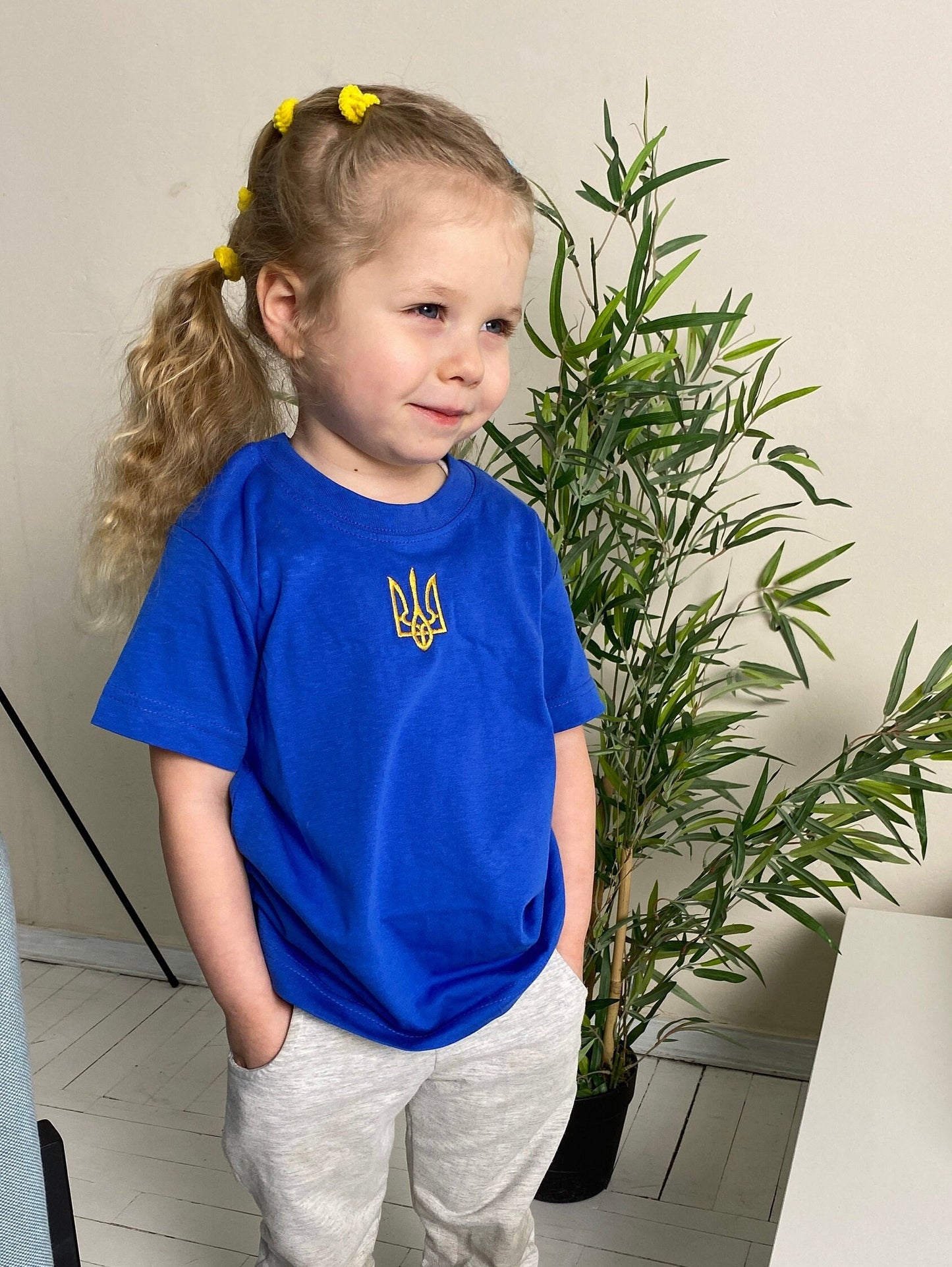 Zelensky Shirt with Embroidered Trident for Young Patriots