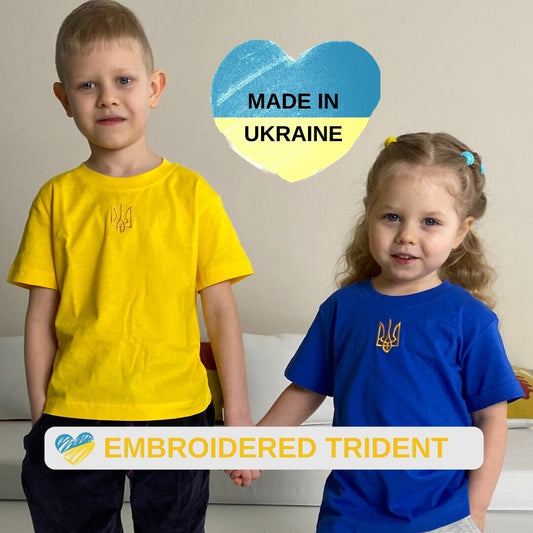 Zelensky Shirt with Embroidered Trident for Young Patriots