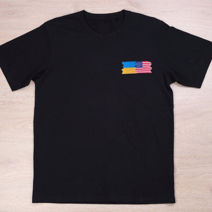 Ukraine and American Flag T Shirt Embroidered (Футболка чол.)