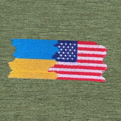 Ukraine and American Flag T Shirt Embroidered (Футболка чол.)