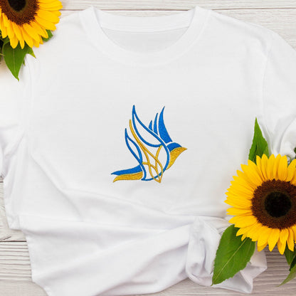 Ukraine Peace Dove T Shirt from Ukraine Sellers | Ukrainian Embroidered Peace Symbol Made in Ukraine (Футболка жін.)