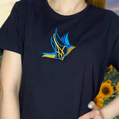 Ukrainian Embroidered Peace Symbol Shirt Made in Ukraine (Футболка жін.)
