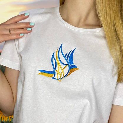 Ukrainian Embroidered Peace Symbol Shirt Made in Ukraine (Футболка жін.)