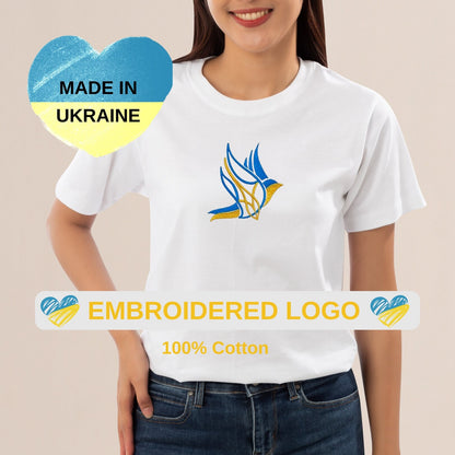 Ukraine Peace Dove T Shirt from Ukraine Sellers | Ukrainian Embroidered Peace Symbol Made in Ukraine (Футболка жін.)