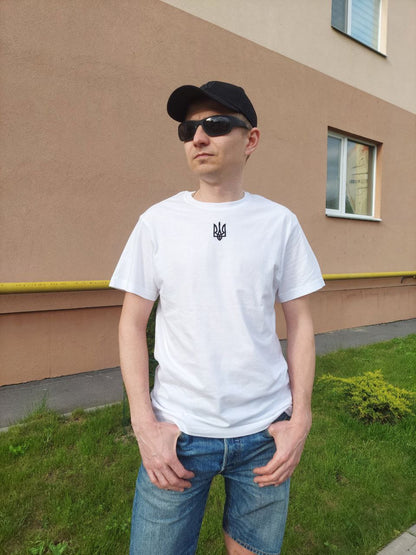 Zelensky T-shirt Made in Ukraine | Ukraine Shirt with an Embroidered Ukrainian Tryzub (Футболка чол.)
