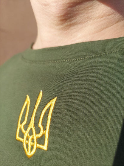 Zelensky Shirt long sleeve With Embroidered Ukrainian Tryzub from Ukraine Sellers (Футболка чол.)