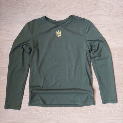 Zelensky Shirt long sleeve With Embroidered Ukrainian Tryzub from Ukraine Sellers (Футболка чол.)