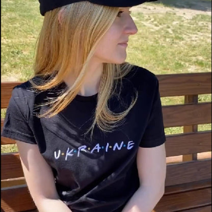 Stylish Ukrainian T Shirts With Embroidered 'Ukraine' for women (Футболка жін.)